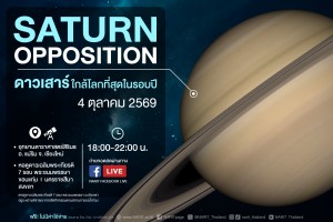 4 ตุลาคมนี้ ดาวเสาร์ใกล้โลกที่สุดในรอบปี ชวนชม “ราชาแห่งวงแหวน” ผ่านกล้องโทรทรรศน์
